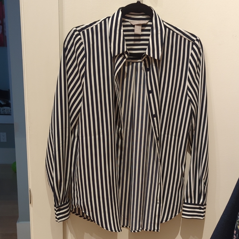 H&M Black and White Striped Shirt